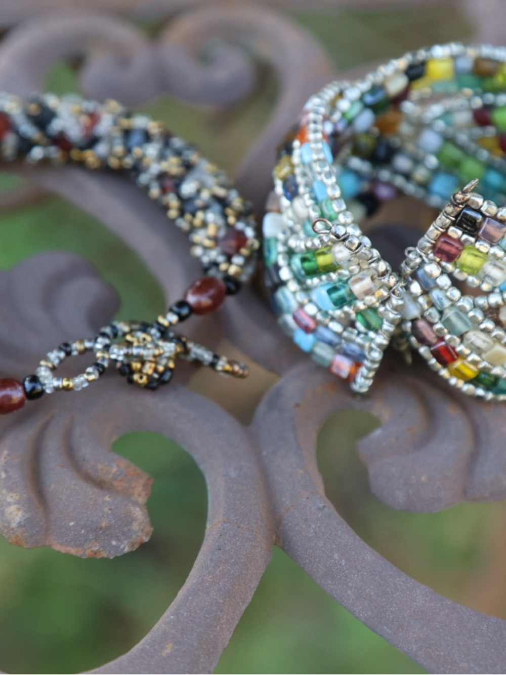 Multicolor Beaded Women's Bracelets - Handmade Seed Beads - Picture 2 of 5